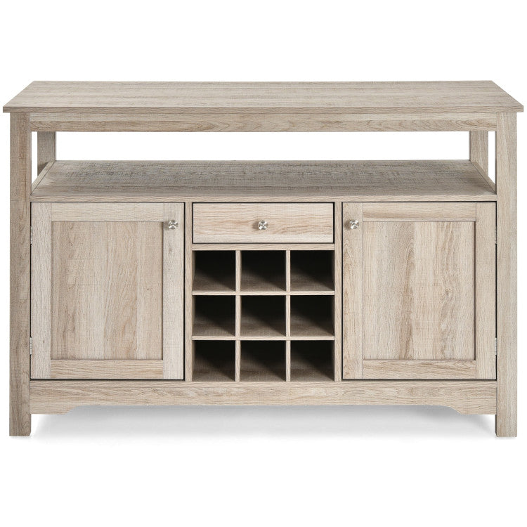 Home Server Buffet Sideboard With Wine Rack and Open Shelf