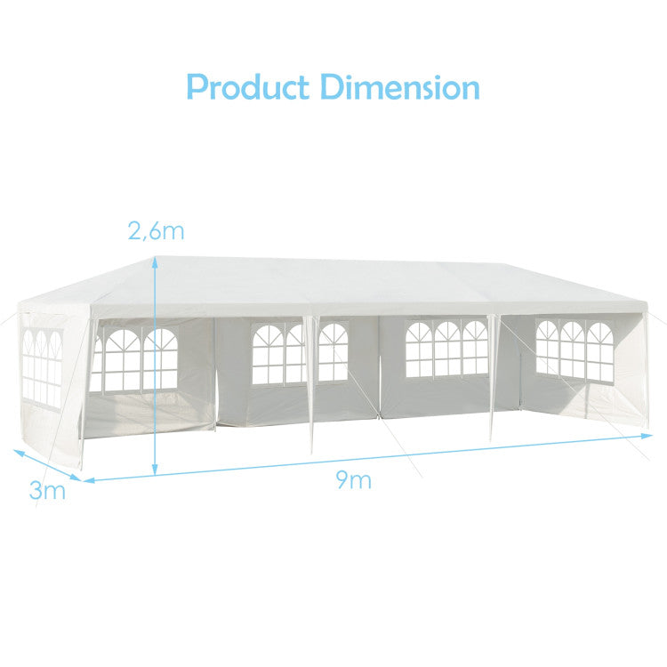 Outdoor 10 x 30 Feet Canopy Tent with 5 Removable Sidewalls for Party Wedding