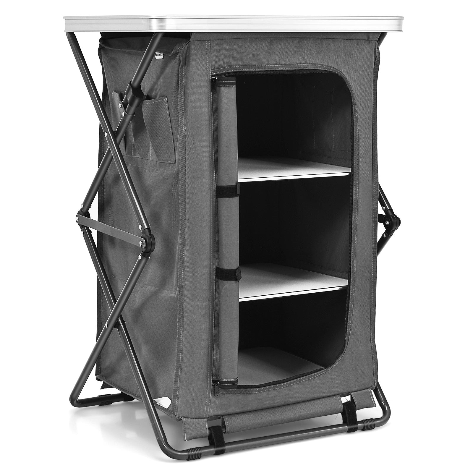 Outdoor Folding Camping Storage Cabinet with 3 Shelves and Carry Bag