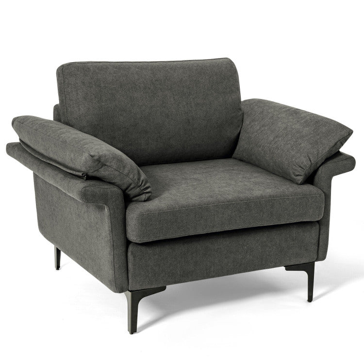 Home Modern Fabric Accent Armchair with Original Distributed Spring and Armrest Cushions