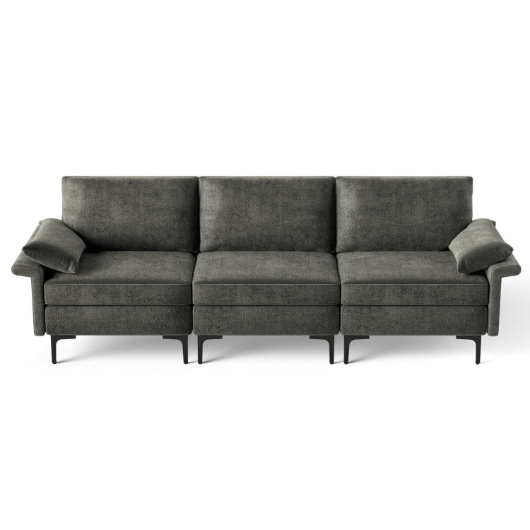 Home Large 3-Seat Sofa Sectional with Metal Legs for 3-4 people