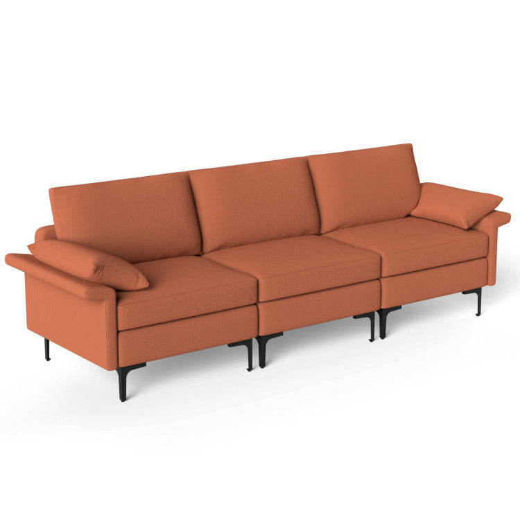 Home Large 3-Seat Sofa Sectional with Metal Legs for 3-4 people