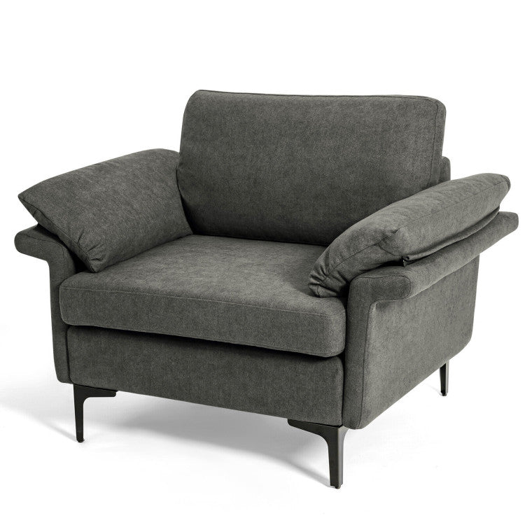 Home Modern Fabric Accent Armchair with Original Distributed Spring and Armrest Cushions