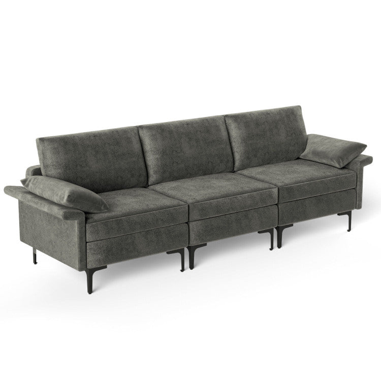 Home Large 3-Seat Sofa Sectional with Metal Legs for 3-4 people