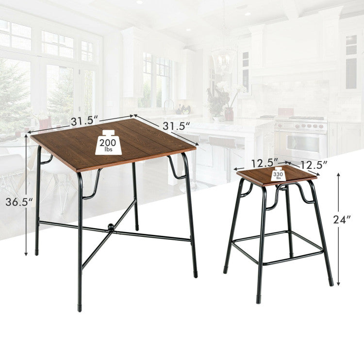 Modern 5 Pieces Bar Table Set with 4 Counter Height Backless Stools