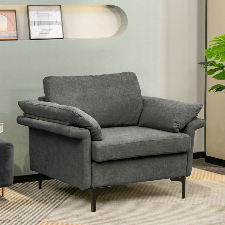 Home Modern Fabric Accent Armchair with Original Distributed Spring and Armrest Cushions