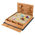 Outdoor Kids Wooden Square Sandbox with Cover