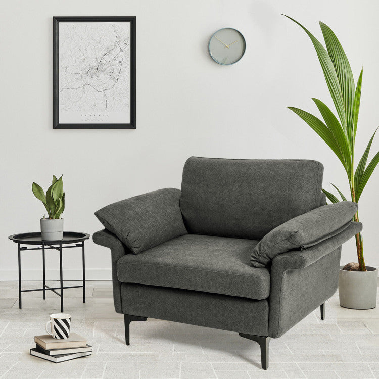 Home Modern Fabric Accent Armchair with Original Distributed Spring and Armrest Cushions