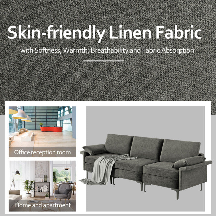 Home Large 3-Seat Sofa Sectional with Metal Legs for 3-4 people
