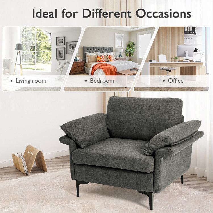 Home Modern Fabric Accent Armchair with Original Distributed Spring and Armrest Cushions