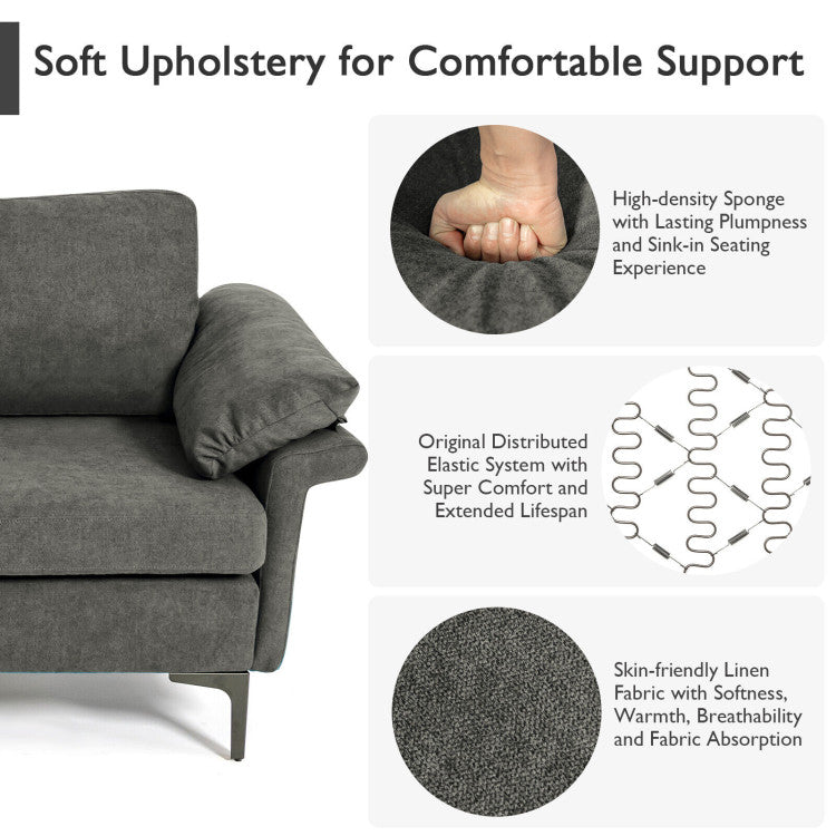 Home Modern Fabric Accent Armchair with Original Distributed Spring and Armrest Cushions