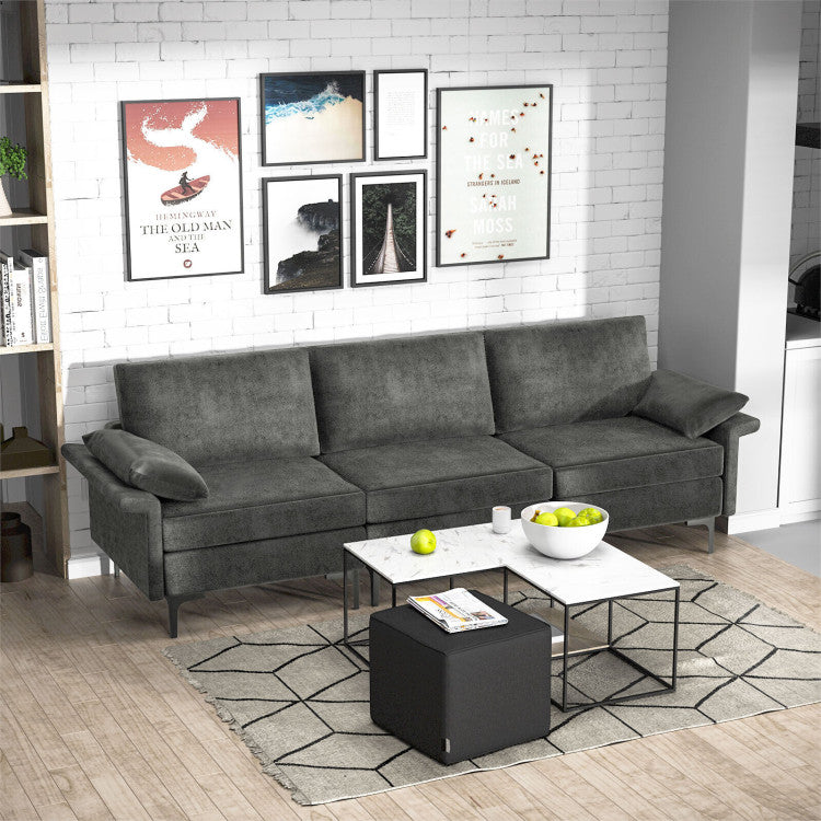 Home Large 3-Seat Sofa Sectional with Metal Legs for 3-4 people