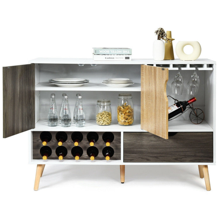 Home Mid-Century Buffet Sideboard Wooden Storage Cabinet