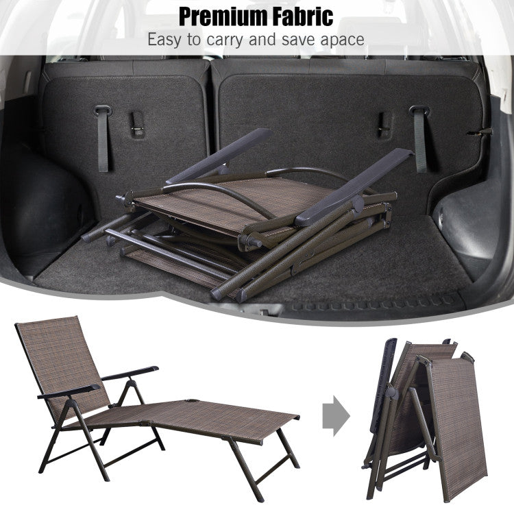 Outdoor Adjustable Chaise Lounge Chair with 5 Reclining Positions ( 1 Lounge Chaise)