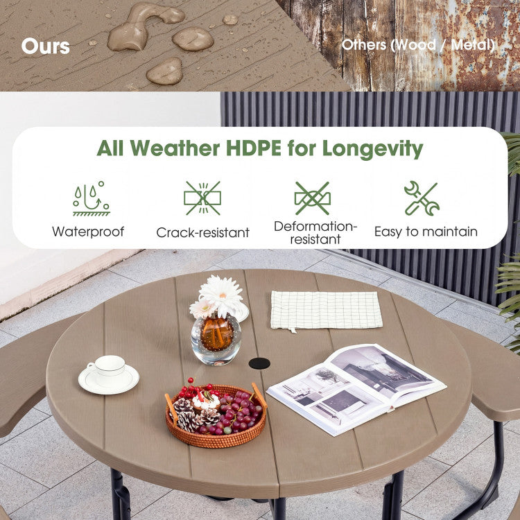 New 8-Person Outdoor Picnic Table and Bench Set with Umbrella Hole