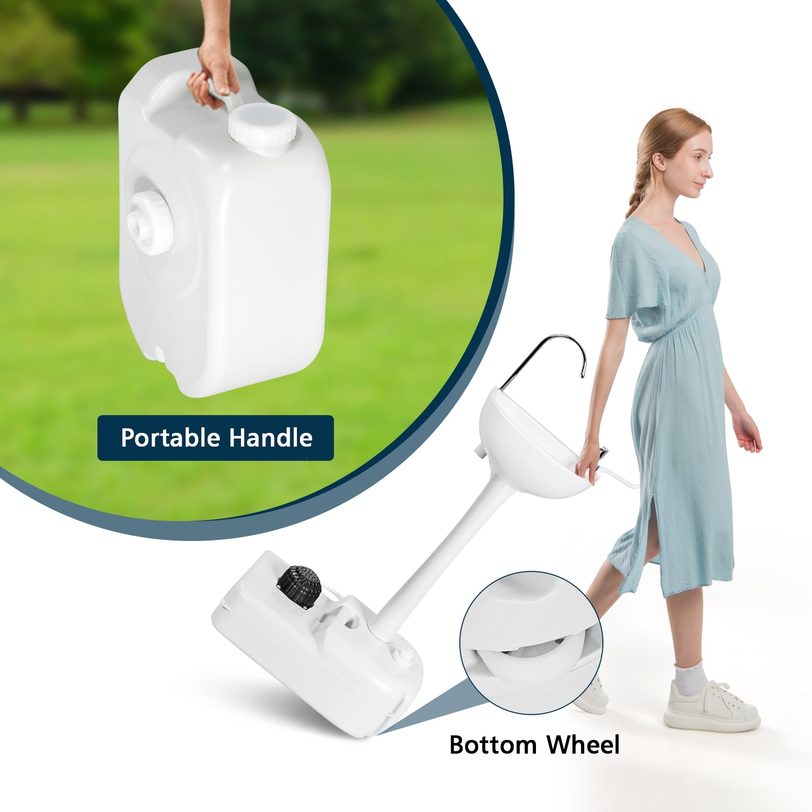 Outdoor Camping Hand Wash Station Basin Stand with 4.5 Gallon Tank