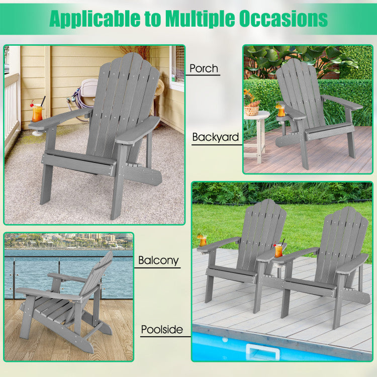 2 Pieces Adirondack Chair Set with Ergonomic Design for Porch and Backyard