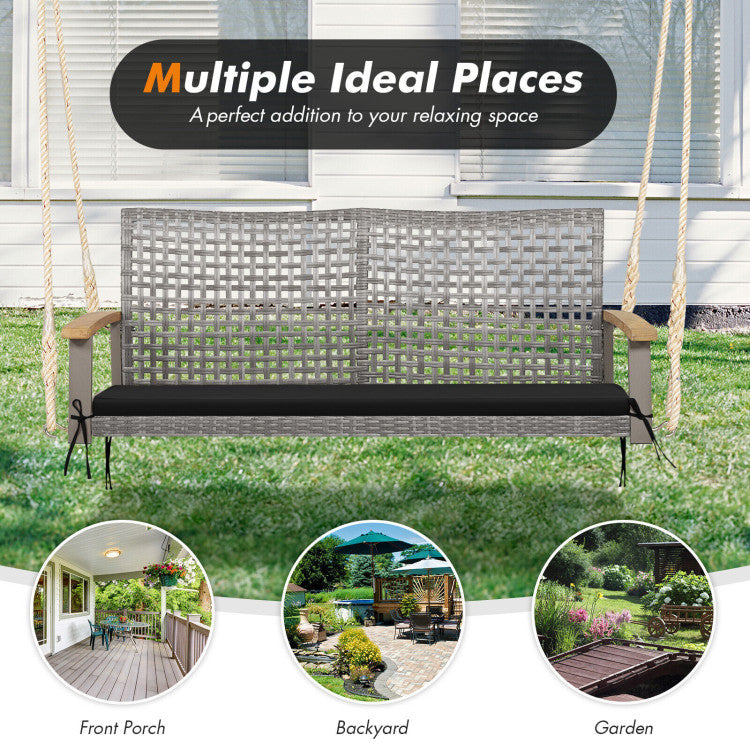 Outdoor 2-Person Patio Wicker Hanging Swing Chair
