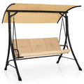 Outdoor 3-Seat Outdoor Porch Swing with Adjustable Canopy and Padded Cushions