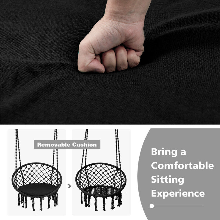 Outdoor Cushioned Hammock Swing Chair with Hanging Kit