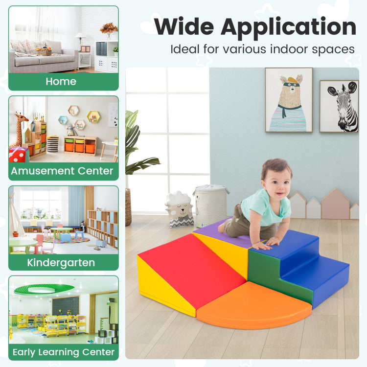 4-Piece Climb and Crawl Foam Block Play Set for Infant Baby