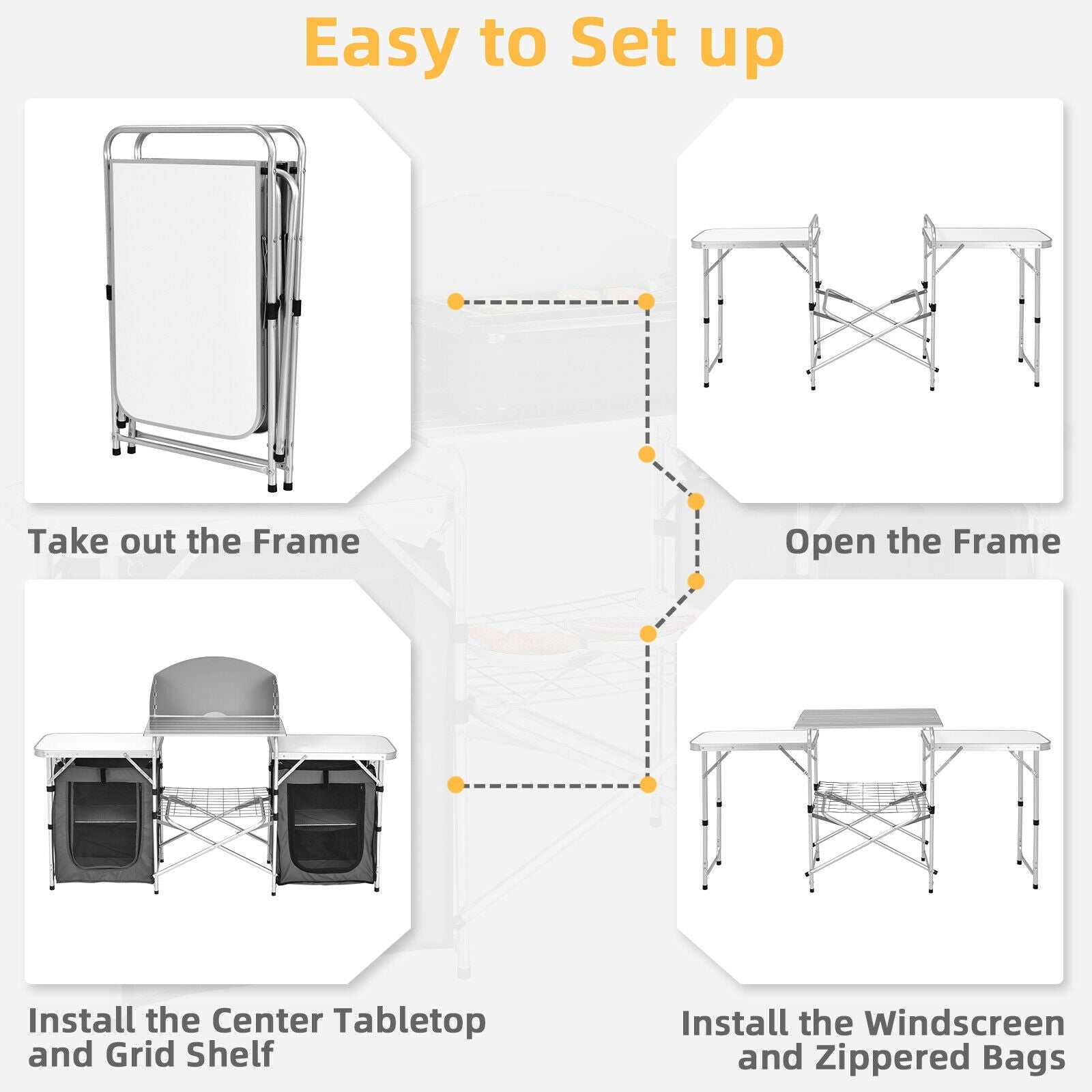 Outdoor Folding Camping Table with Storage Organizer