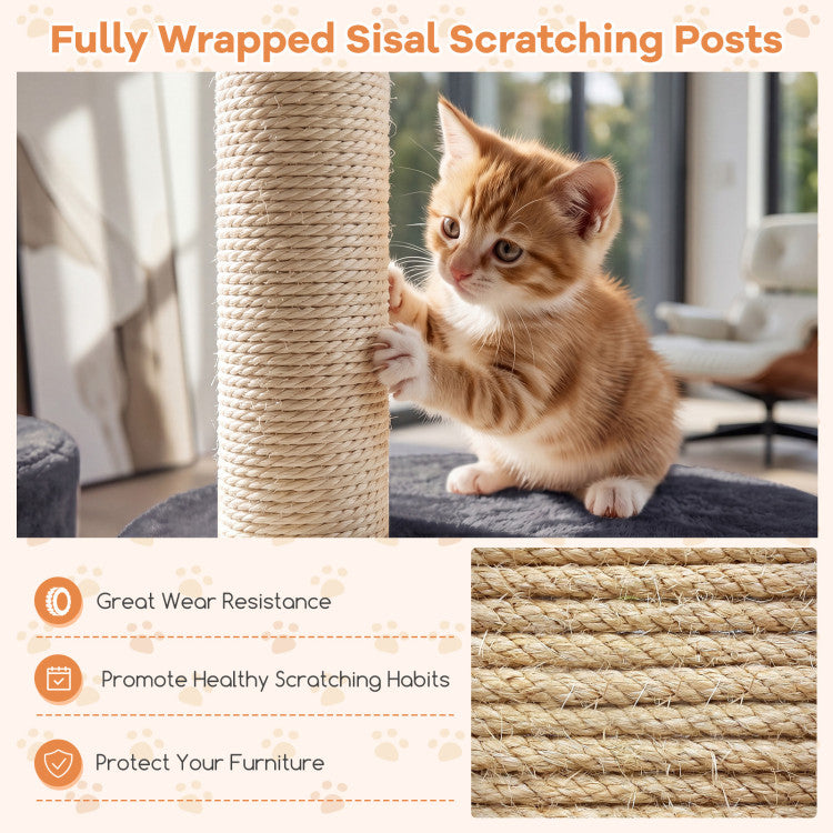 New 43" Cat Tree for Indoor Cats with Comfy Plush Perches and Sisal Scratching Posts