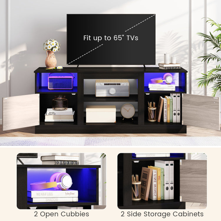 New TV Entertainment Center with Adjustable Shelf & Open Compartment for 65” TVs