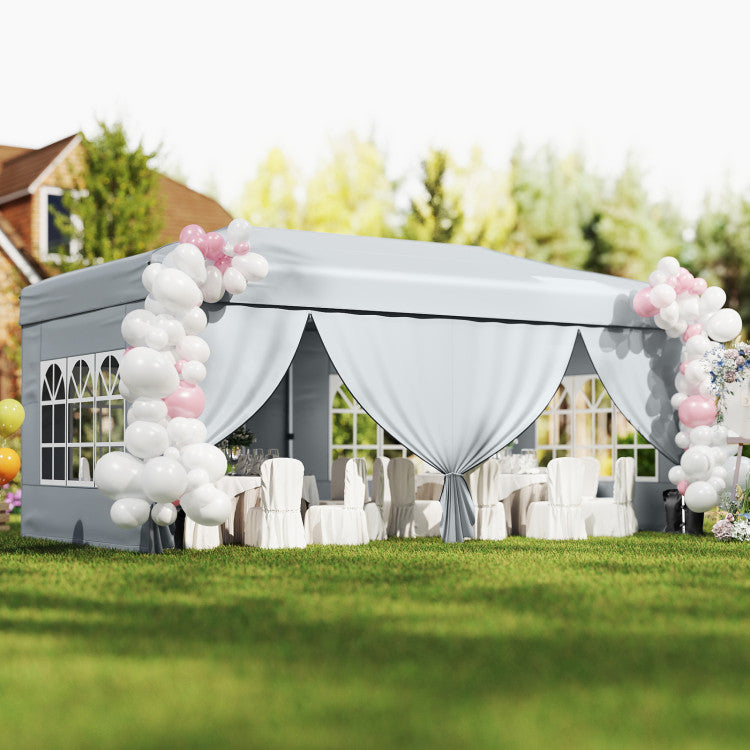 Outdoor 10 X 20 Feet Pop up Canopy Tent Instant Setup with 6 Sidewalls