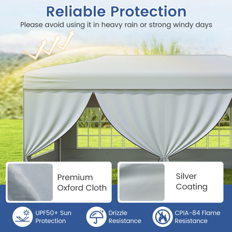 Outdoor 10 X 20 Feet Pop up Canopy Tent Instant Setup with 6 Sidewalls