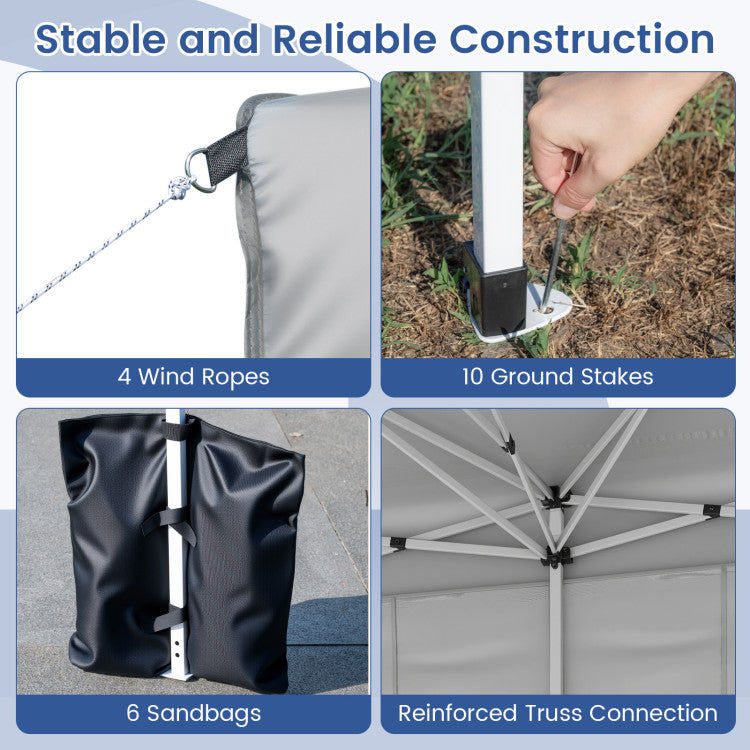 Outdoor 10 X 20 Feet Pop up Canopy Tent Instant Setup with 6 Sidewalls