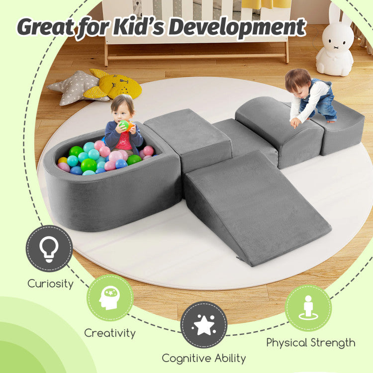5-Piece Climb and Crawl Playset with Ball Pit for Kids