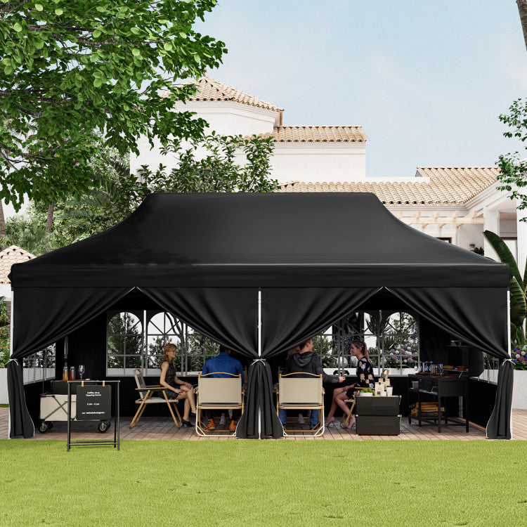 Outdoor 10 x 20 Feet Pop up Canopy with 6 Sidewalls Windows and Carrying Bag