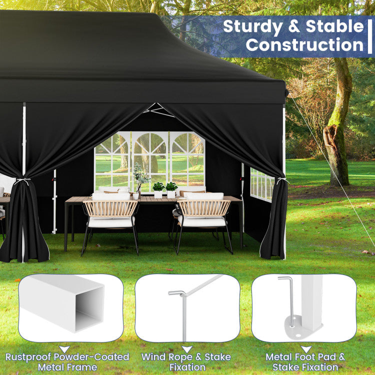 Outdoor 10 x 20 Feet Pop up Canopy with 6 Sidewalls Windows and Carrying Bag