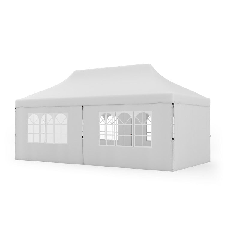 Outdoor 10 x 20 Feet Pop up Canopy with 6 Sidewalls Windows and Carrying Bag