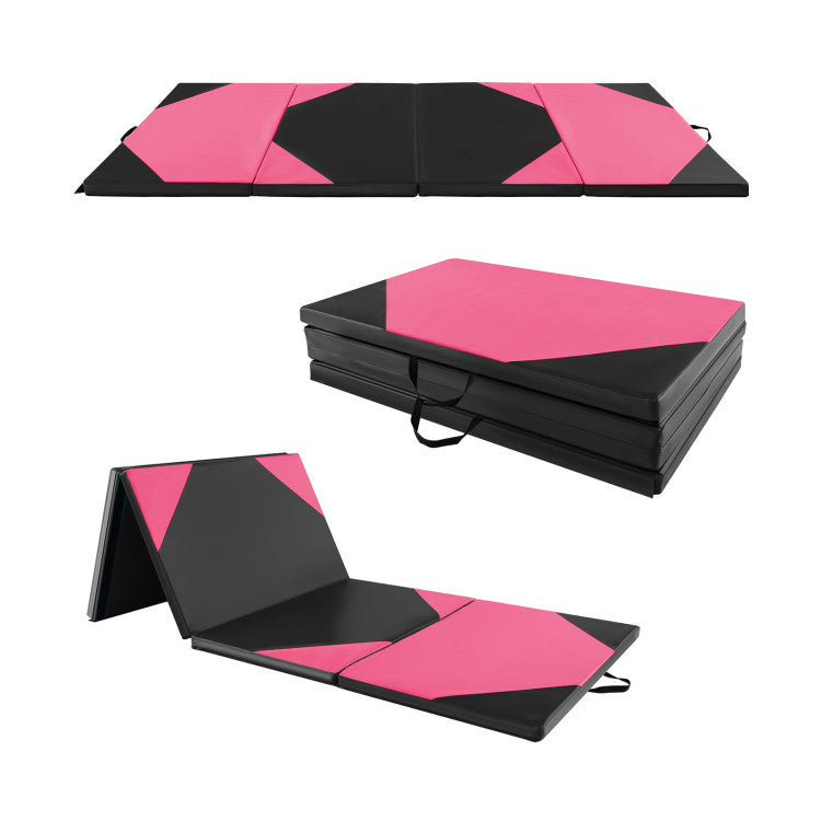 Fitness 10 Feet x 4 Feet x 2 Inch Folding Exercise Mat with Hook and Loop Fasteners