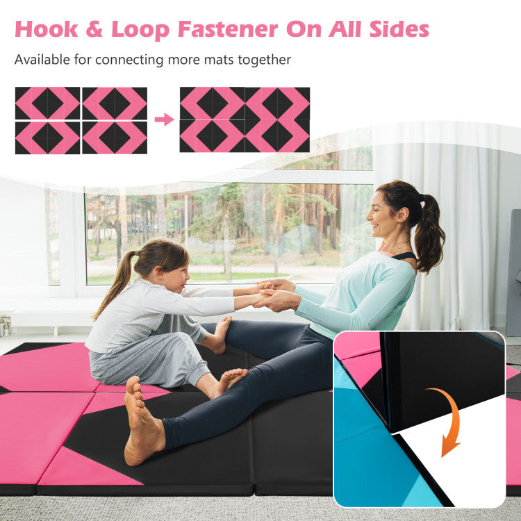 Fitness 10 Feet x 4 Feet x 2 Inch Folding Exercise Mat with Hook and Loop Fasteners
