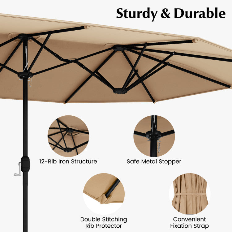 10 Pieces Wicker Outdoor Dining Set for 8 with 15 Feet Patio Umbrella