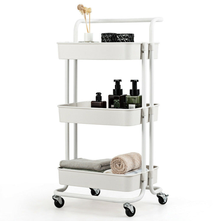 Modern 3-Tier Utility Cart Storage Rolling Cart with Casters