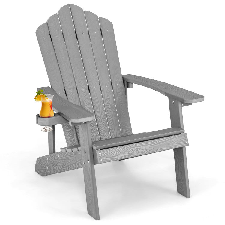 Weather Resistant HIPS Outdoor Adirondack Chair with Cup Holder (Pack of 1)