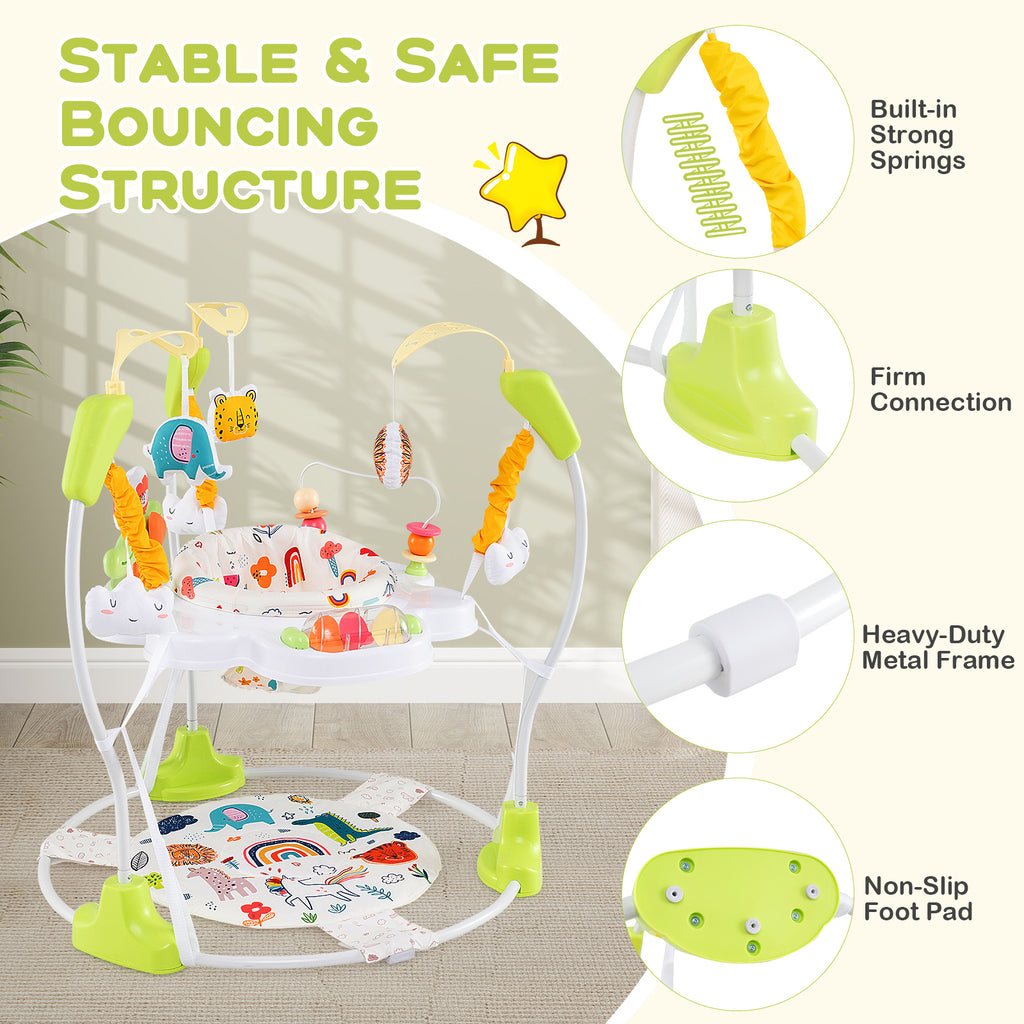 Baby Activity Center Height Adjustable Baby Bouncing Saucer with Interactive Toys