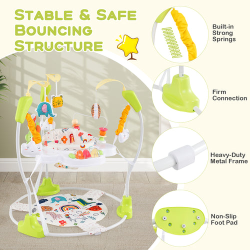 Baby Activity Center Height Adjustable Baby Bouncing Saucer with Interactive Toys