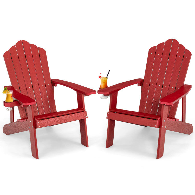 2 Pieces Adirondack Chair Set with Ergonomic Design for Porch and Backyard