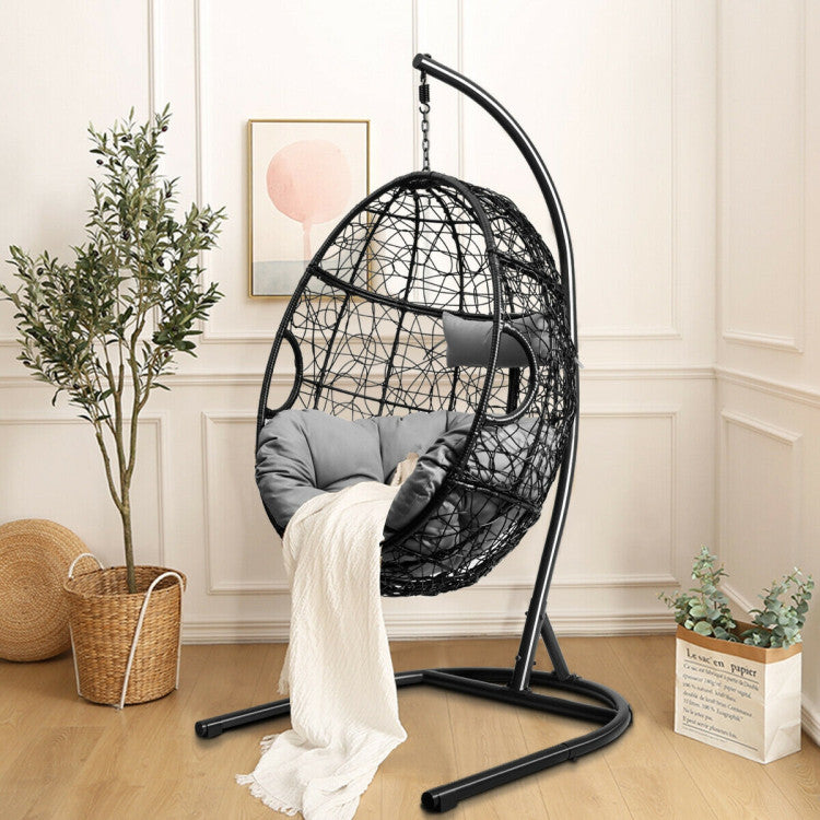 Outdoor Indoor/Outdoor Hanging Cushioned Hammock Chair with Stand