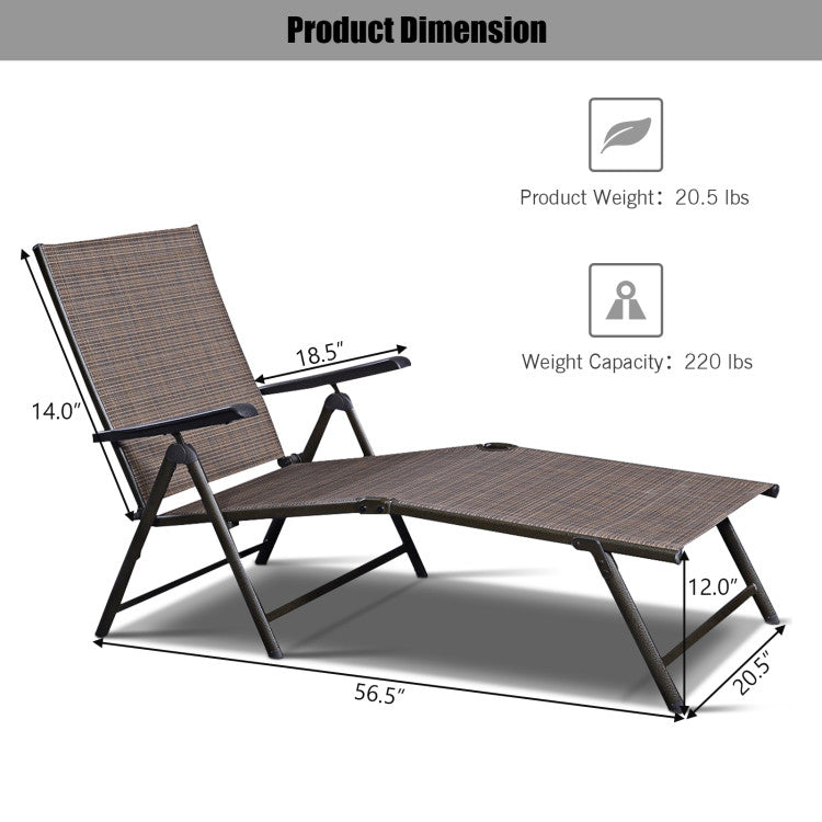 Outdoor Adjustable Chaise Lounge Chair with 5 Reclining Positions ( 1 Lounge Chaise)