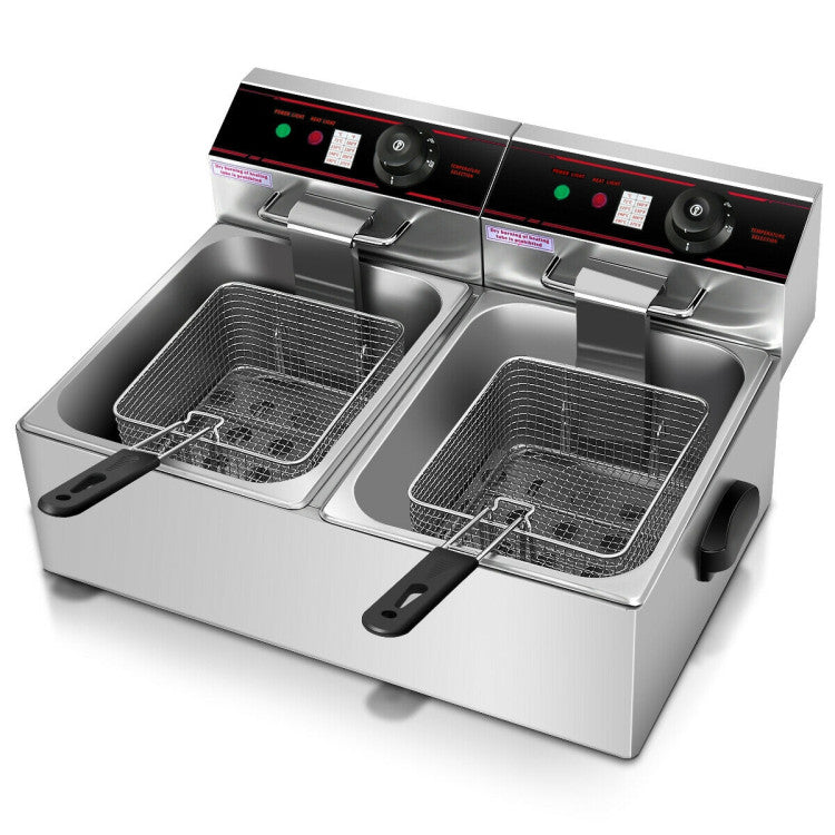 Kitchen Appliance - 3400W Dual Tank Electric Countertop Deep Fryer