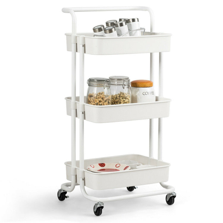 Modern 3-Tier Utility Cart Storage Rolling Cart with Casters