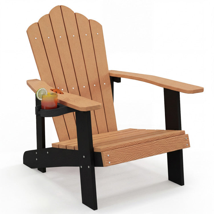 Weather Resistant HIPS Outdoor Adirondack Chair with Cup Holder (Pack of 1)