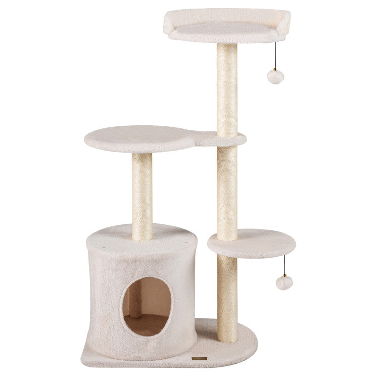 New 43" Cat Tree for Indoor Cats with Comfy Plush Perches and Sisal Scratching Posts