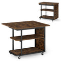New Mobile Night Stand with Foldable Swivel Top and 2-Tier Shelf for Small Spaces